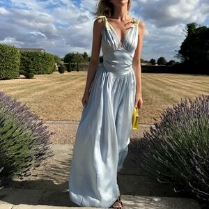 Helsa The Silk Celeste Dress in Powder Blue